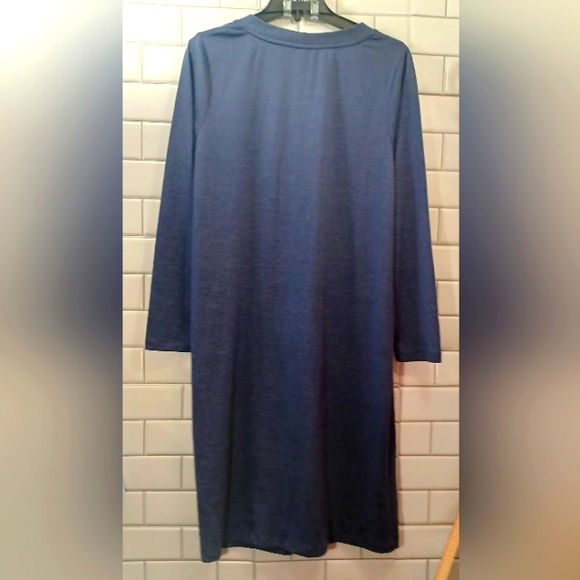 D&Co Denim Company Womens XLarge Midi Blue Knit ButtonUp Dress Minimalist Casual - Picture 2 of 3